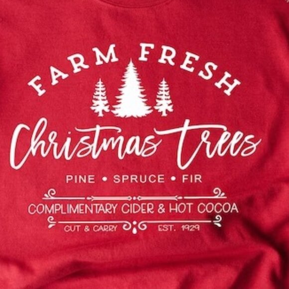 Farm Fresh Christmas Trees Sweatshirt Pine Spruce Fir Christmas Sweatshirt 17 - Picture 2 of 5